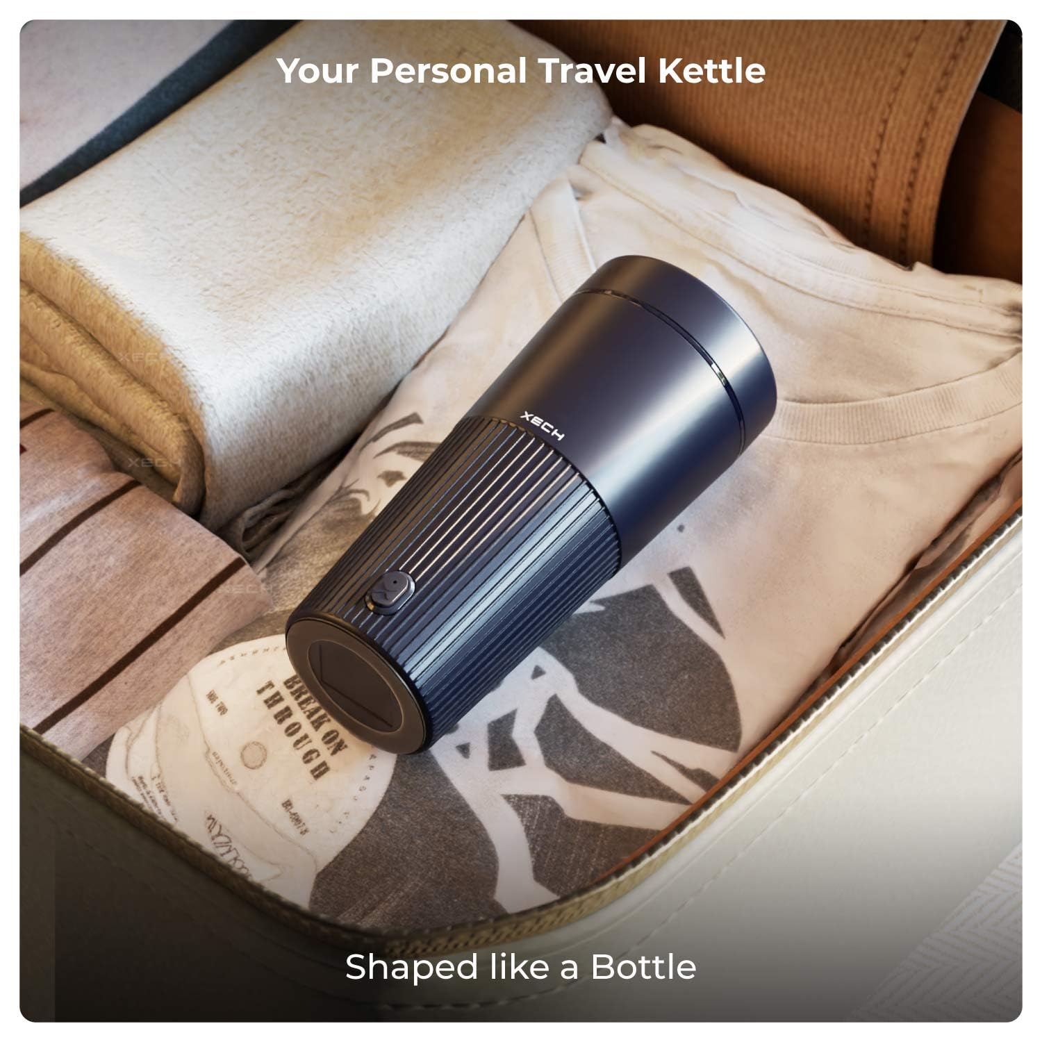 XECH Electric Kettle 700ml | Mini Travel Kettles with Rapid Boil, Cool-Touch ABS Body, 500W Tea Boiler, Coffee & Instant Meals | Compact Hot Water Kettle (Hydroboil PRO) in luggage.