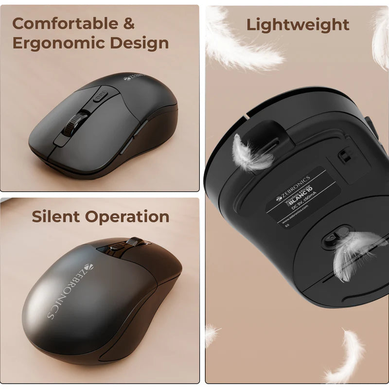 Zebronics Blanc 10 Wireless Mouse Black | 2.4GHz Optical Mouse with Nano Receiver