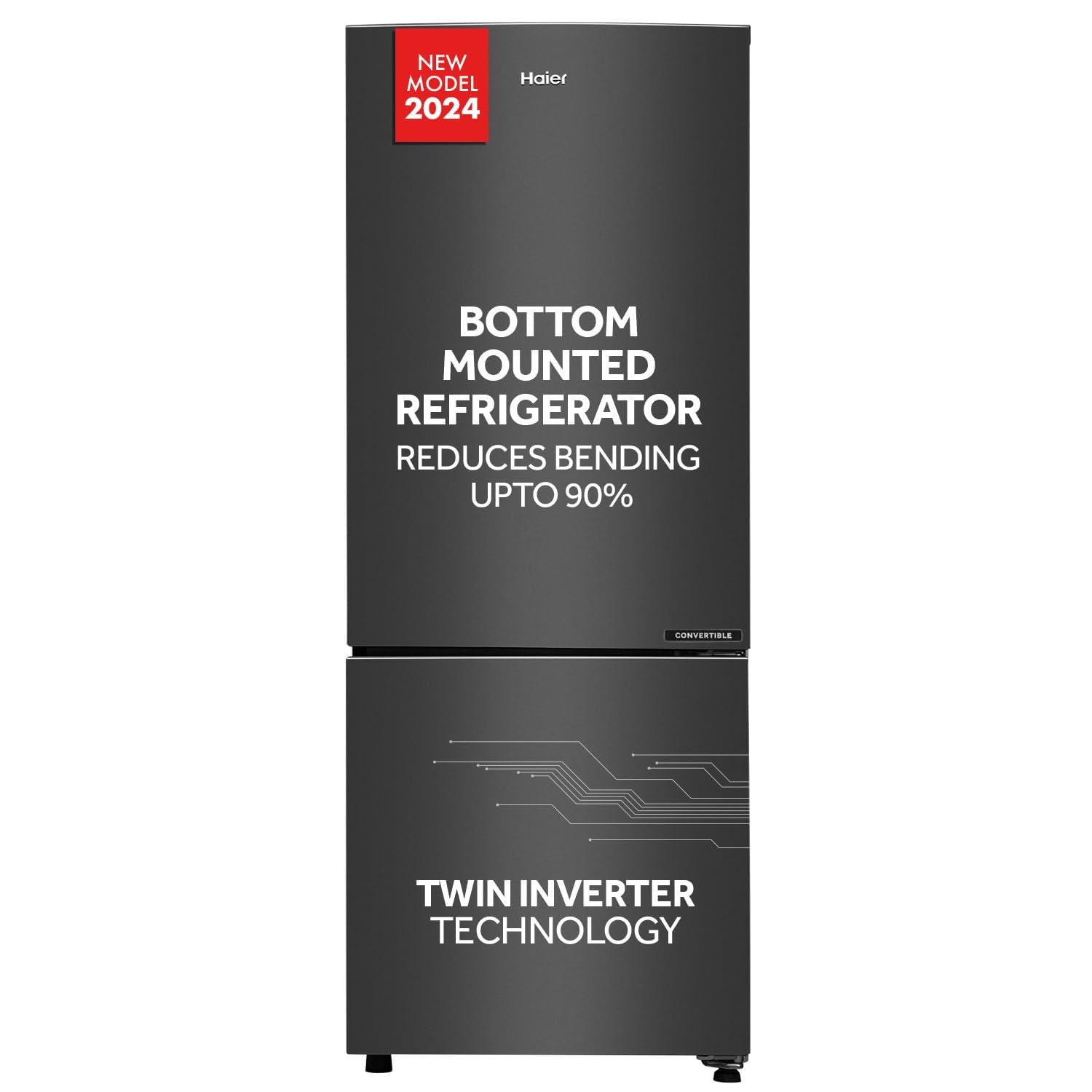 Haier 237 L, 2 Star, 8 In 1 Convertible, Twin Inverter Technology, Frost Free Double Door Bottom Mount Refrigerator (HRB-2872BGB-P Black, 2024 Model) Haier 237 L, 2 Star, 8 In 1 Convertible, Twin Inverter Technology, Frost Free Double Door Bottom Mount Refrigerator (HRB-2872BGB-P Black, 2024 Model)