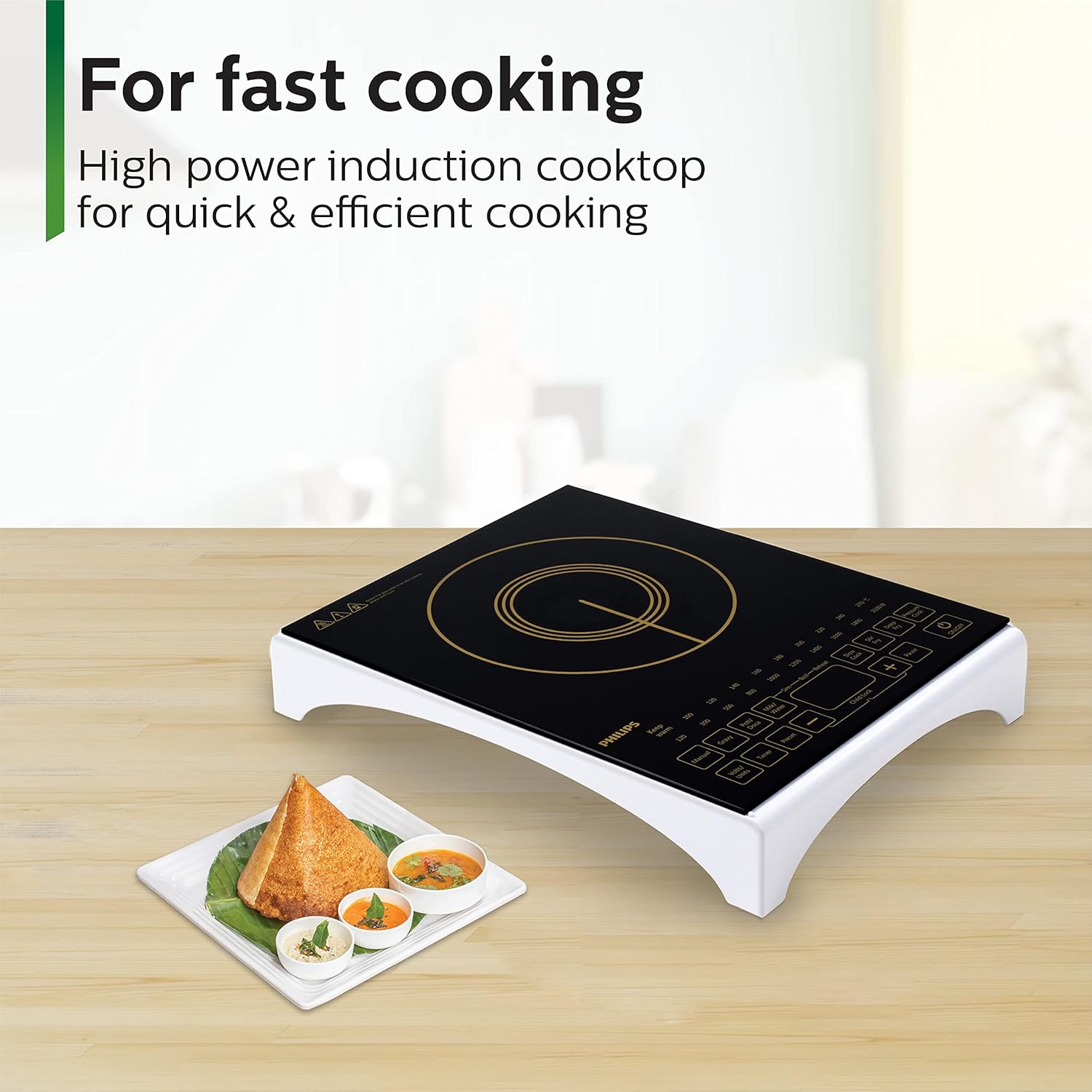 Philips Viva Collection Hd4938/01 2100 Watt Glass Induction Cooktop With Sensor Touch & Full Crystal Glass (Black)