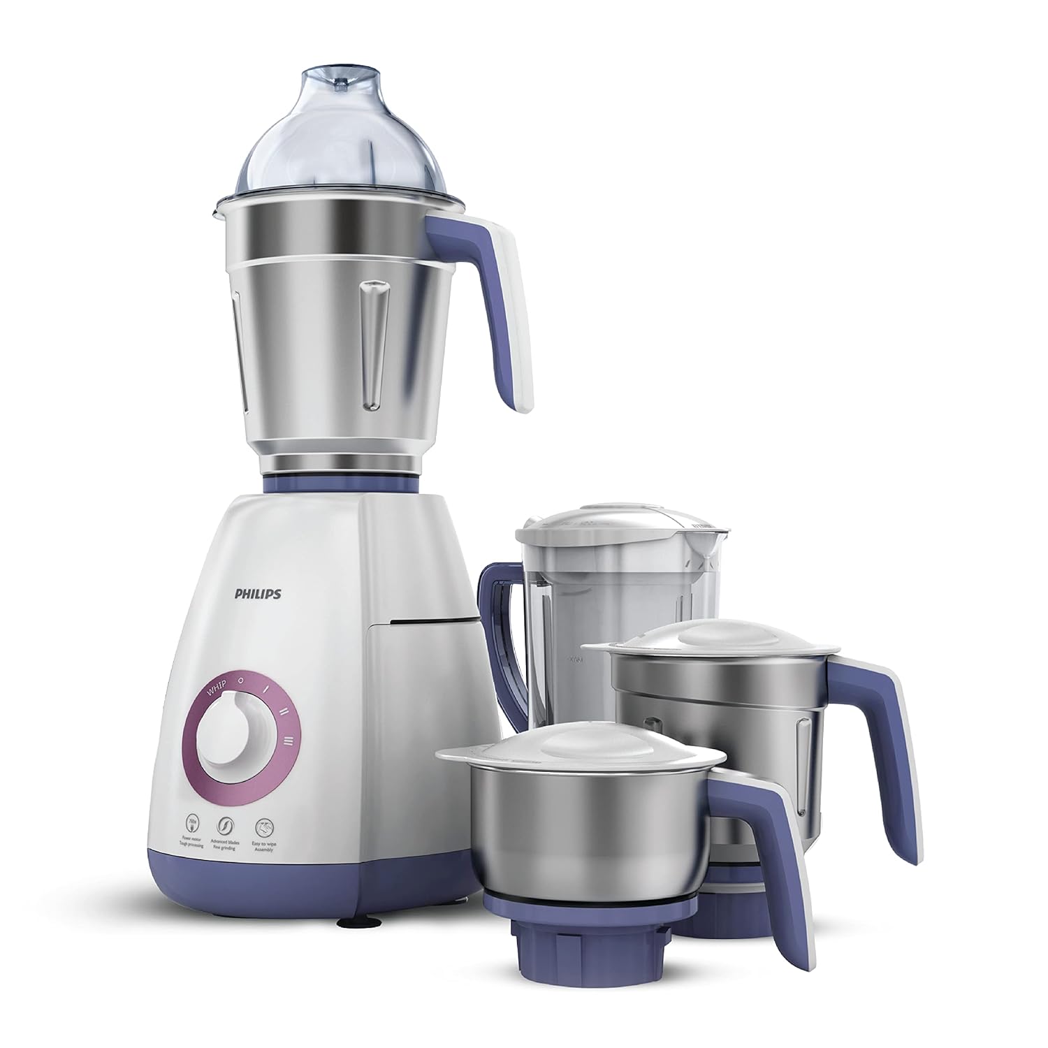 Philips Viva Collection HL7701/00 Mixer Grinder- 750 Watts- 4 Jars (Elegant Lavender and White)