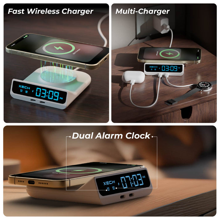 #XECH Quest Neo Wireless Charging Alarm Clock