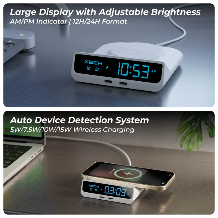 #XECH Quest Neo Wireless Charging Alarm Clock
