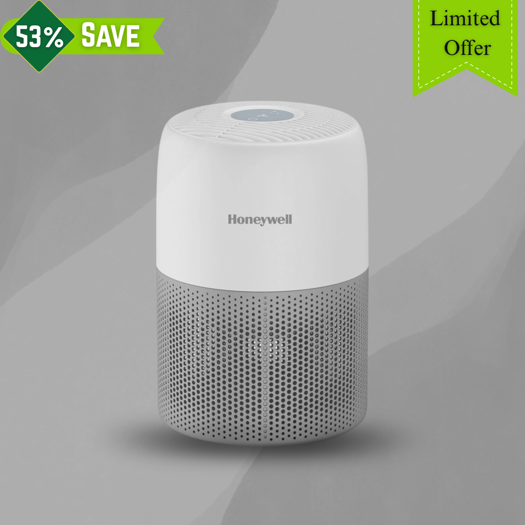 Honeywell Air Purifier for Home & Office- 3-in-1 filter - Pre-Filter- H13 HEPA Filter- Activated Carbon Filter- Removes 99.99% Pollutants- Allergens- Pet Danger- Smoke- Dust & Pollens - Air touch V1