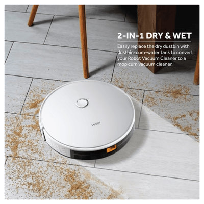 Haier TH27U1 Smart Robot Vacuum Cleaner with mop and 2200Pa suction, white body