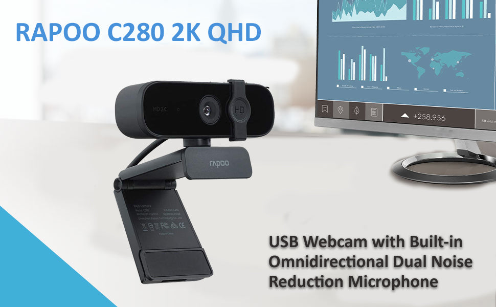 Rapoo C280 Quad HD Webcam with Privacy Cover