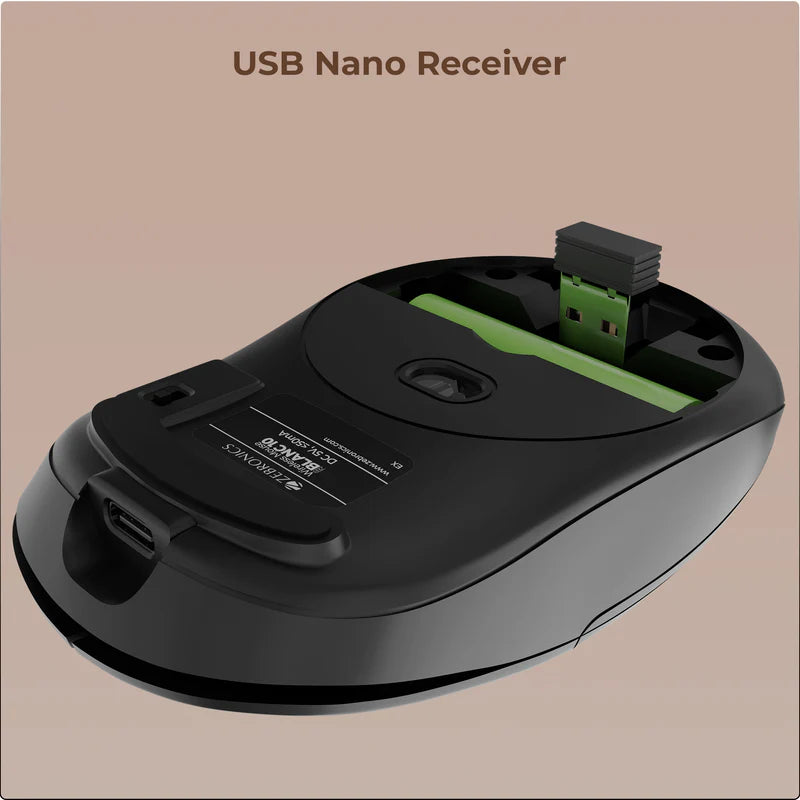 Zebronics Blanc 10 Wireless Mouse Black | 2.4GHz Optical Mouse with Nano Receiver