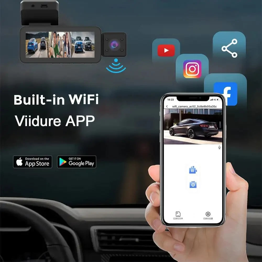 ES80 3 Lens WiFi Dash Cam