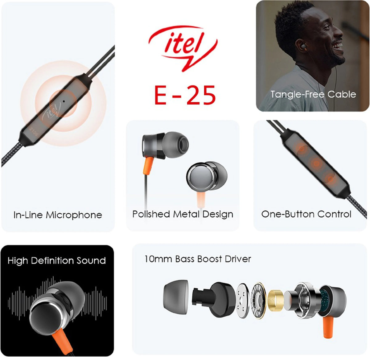 itel IEP-25 Wired Earphones with 10mm Drivers Vijay Telecom