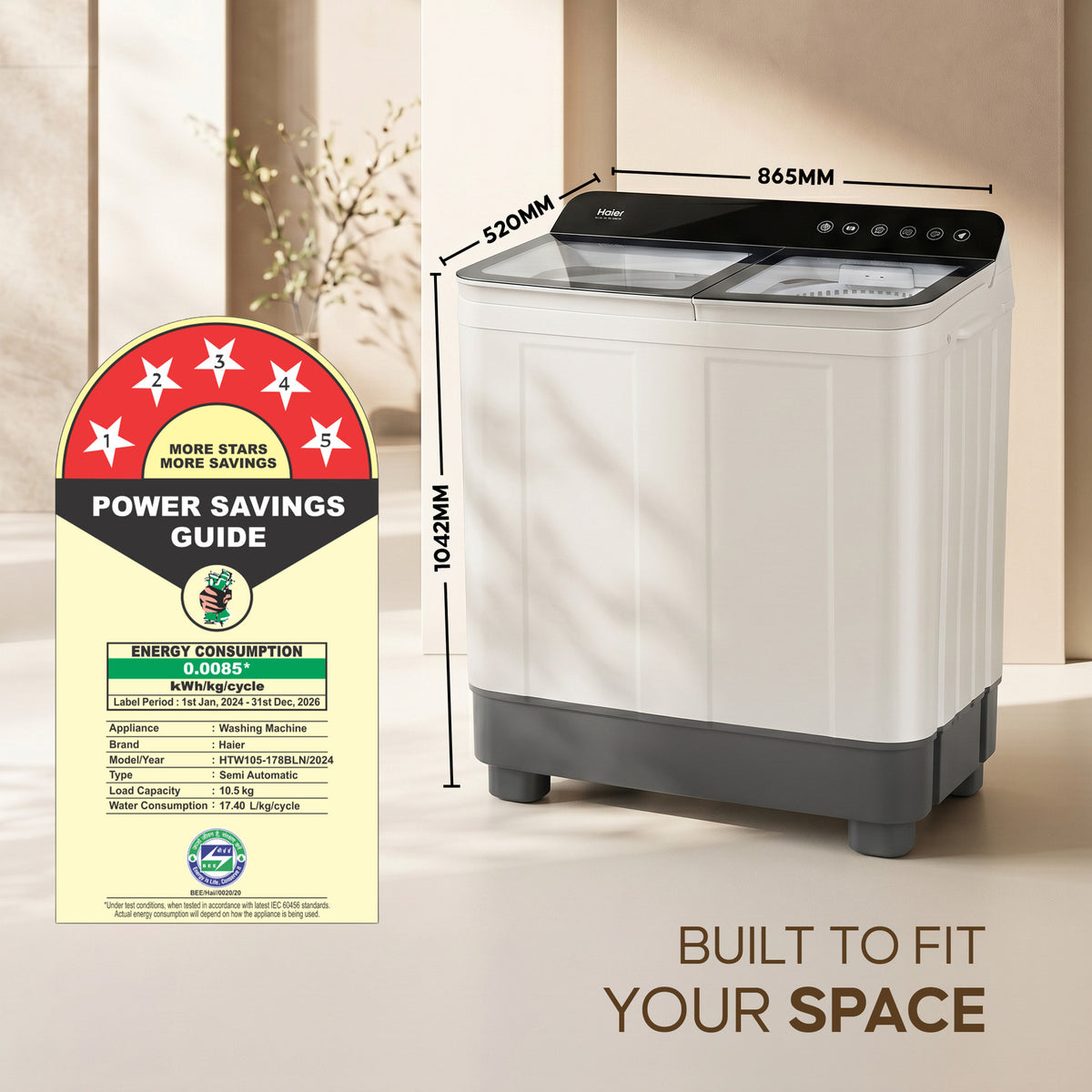 Haier HTW105-178BLN 10.5 Kg Washing Machine