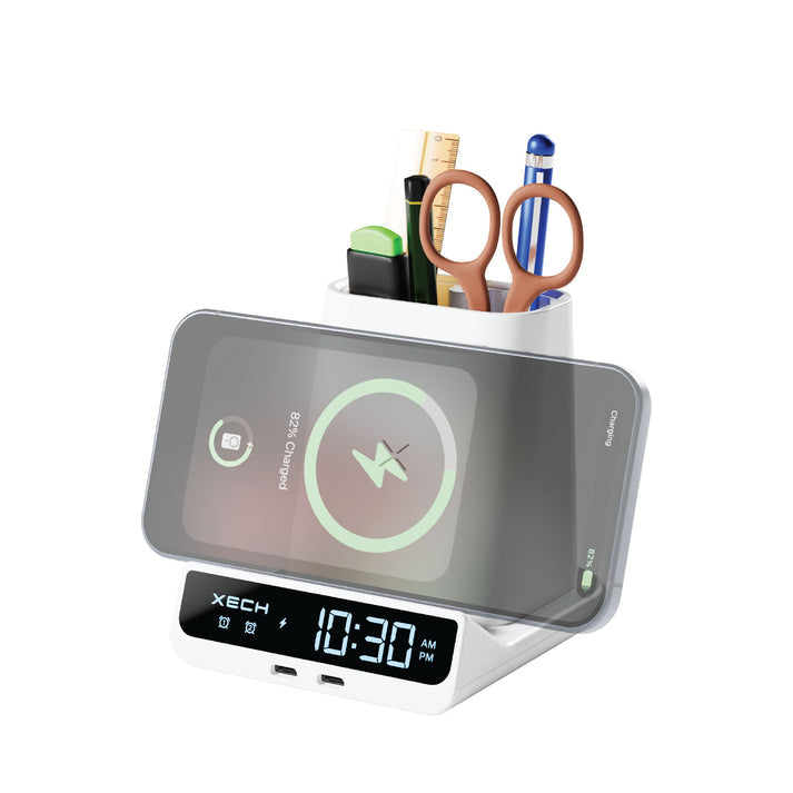 XECH Quest Max Digital Alarm Clock with Pen Stand and Wireless Charger