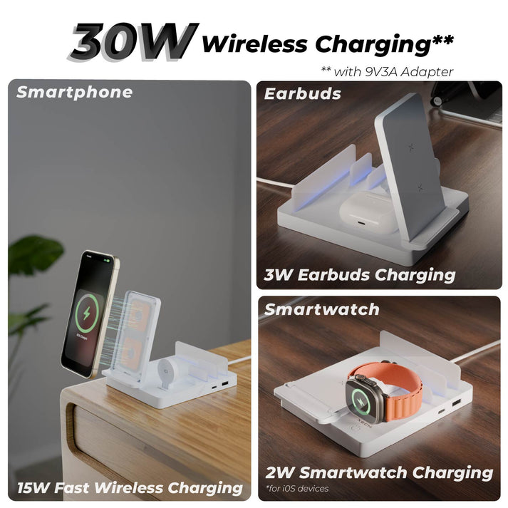 #Color_White_Wireless charging station for phone, earbuds, and smartwatch