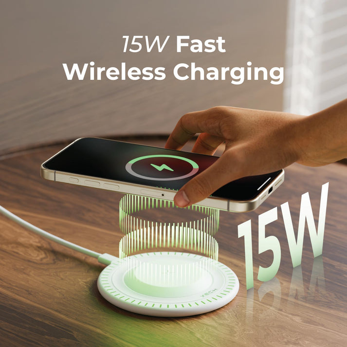 #Color_White_15W Fast Wireless Charging Pad XECH Powerbase with LED Light