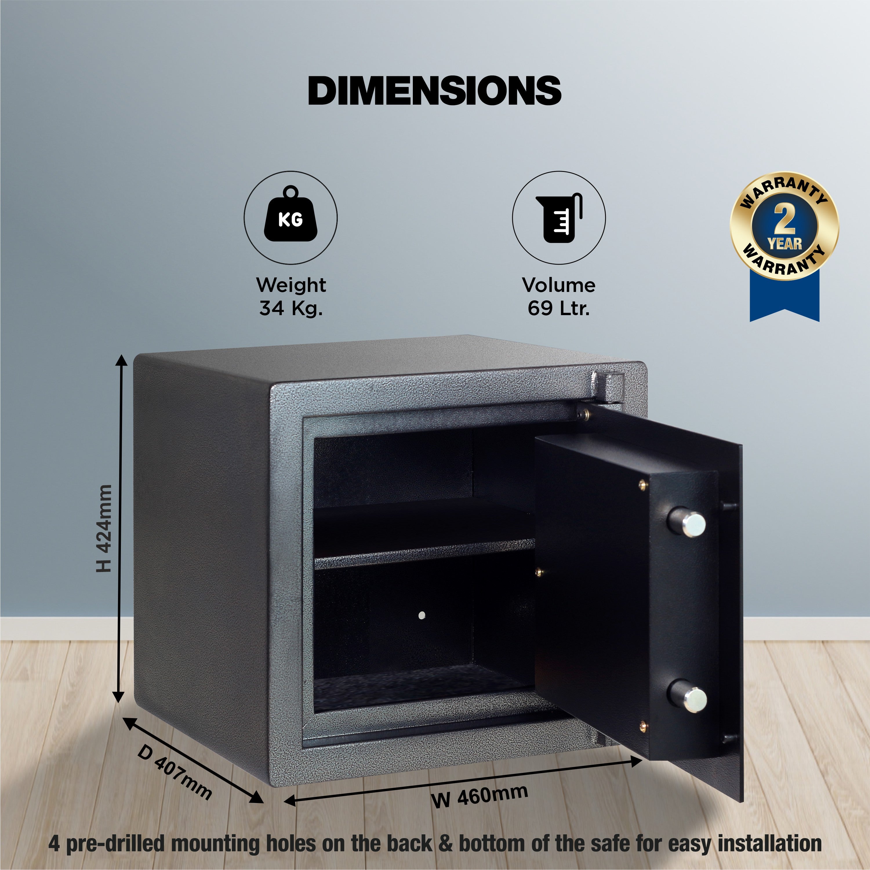Ozone 69 Litres Manual Safe Locker