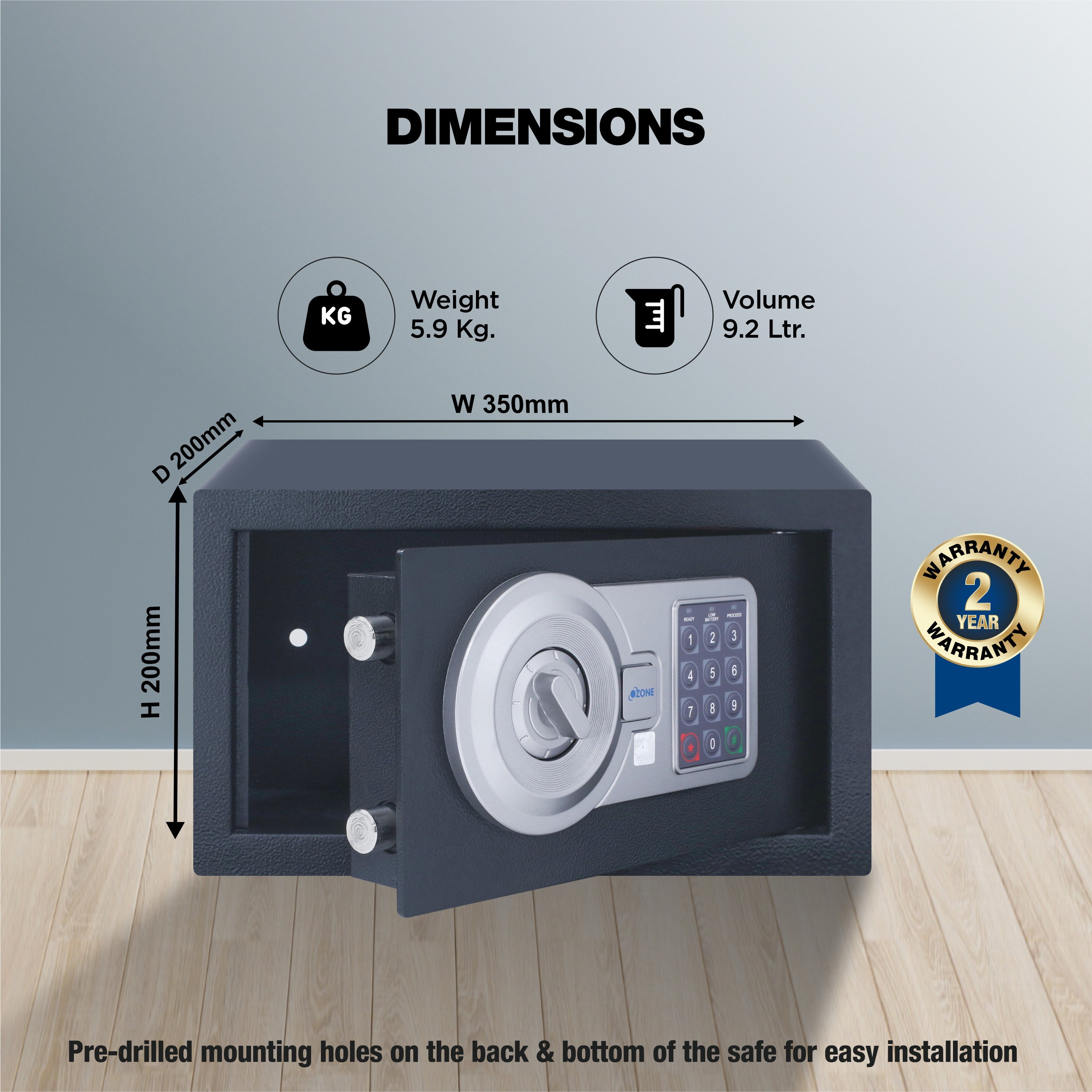 Ozone 9.2 Litres Digital Safe Locker