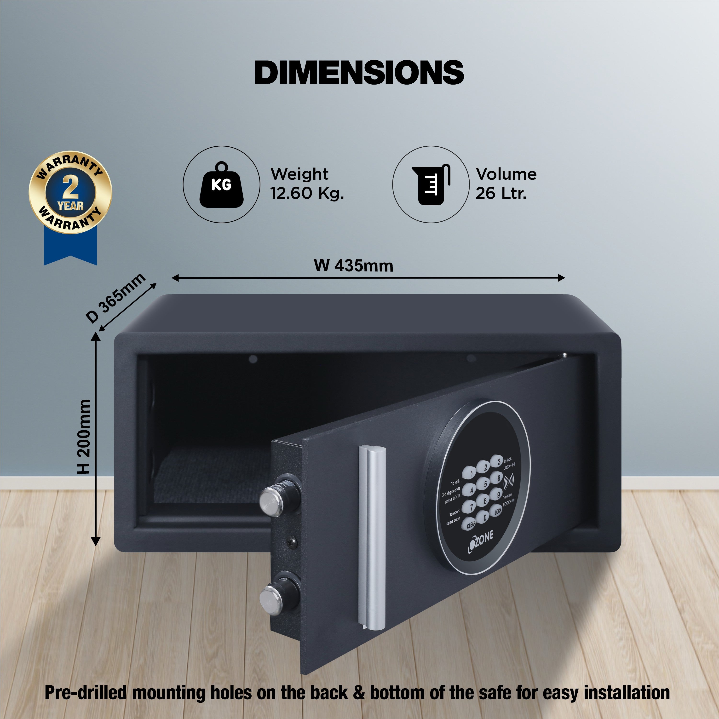 Ozone 26 L Digital Safe Locker