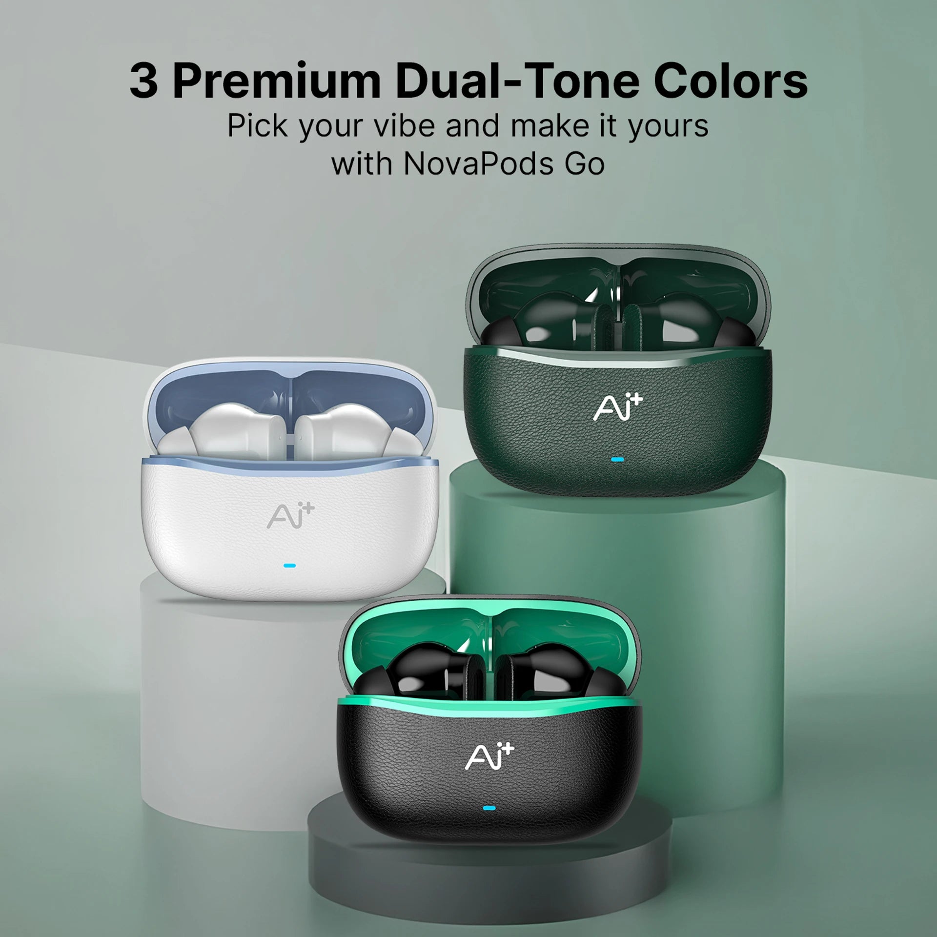 AI+ NovaPods Go Ice Blue White Earbuds