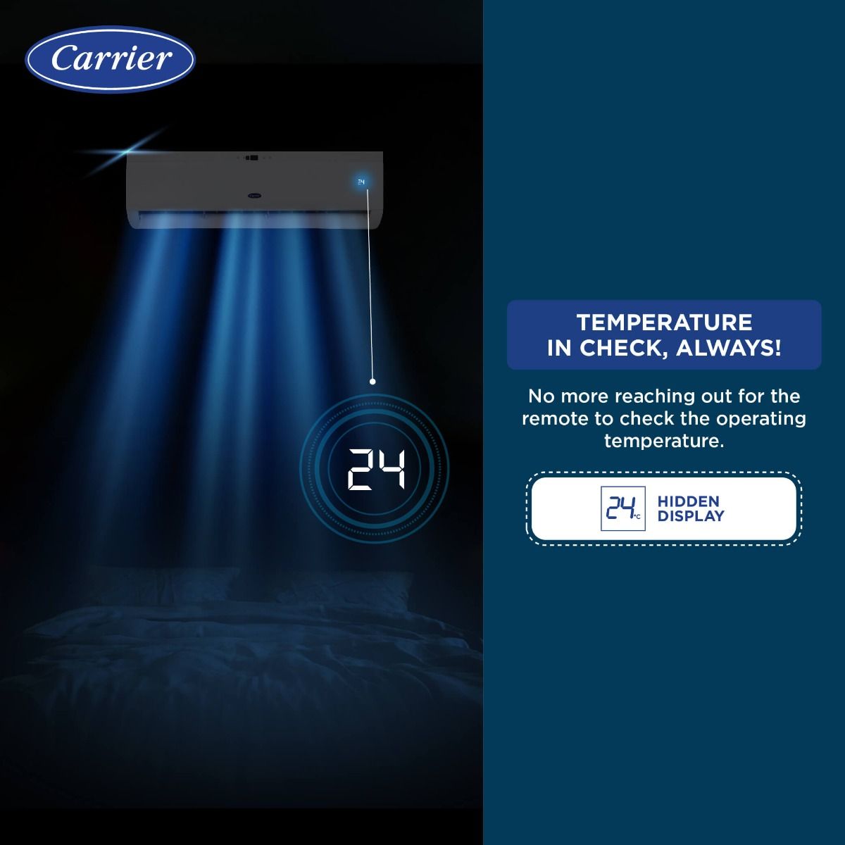 Carrier 2 Ton 3 Star Fixed Speed Split AC (Copper-PM2.5 Filter- Auto cleanser- 2024 Model- Durawhite PRO+ Ex-CAS24DH3R33F0- White)