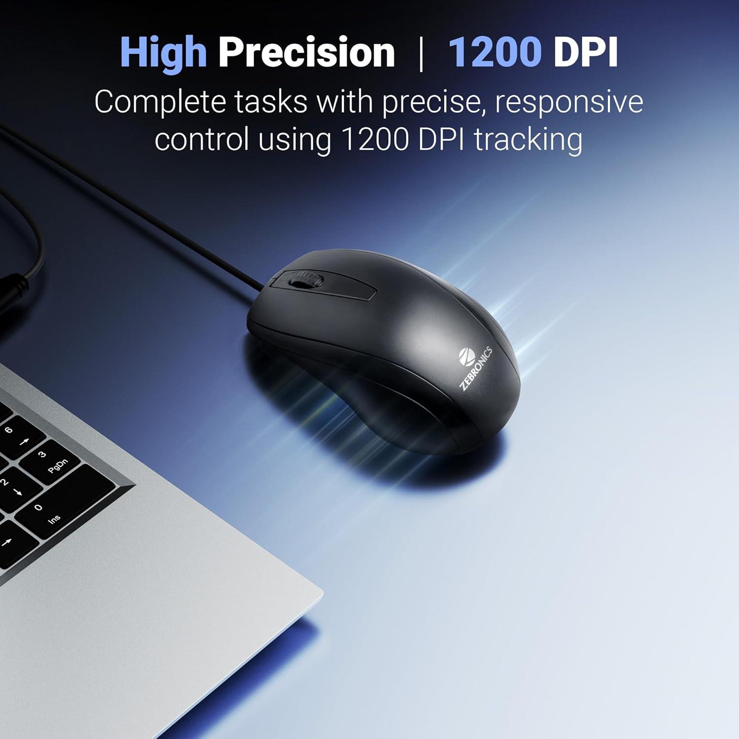 Zebronics Zeb-Alex Wired USB Optical Mouse|1200 DPI High Precision Mouse