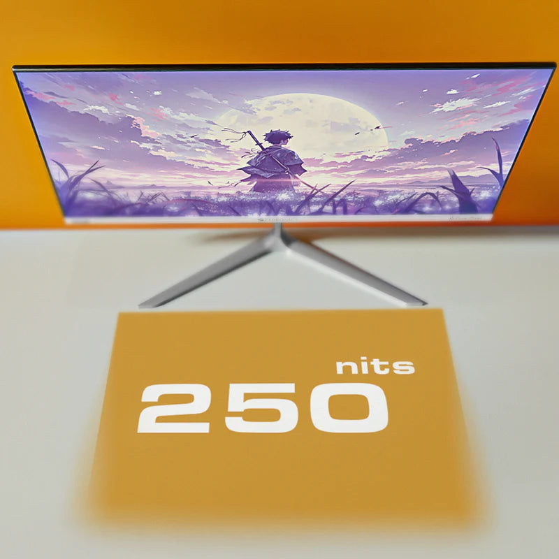 Zebronics A25FHD 25 inch LED Monitor showcasing a vibrant display with 250 nits brightness.
