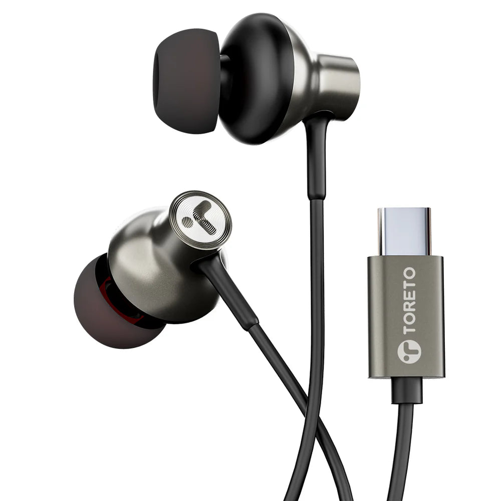 Toreto 1213 TOR Zen C-Type Wired Earphones | High-Quality Sound | Type-C Connector | Noise Isolation | In-Line Mic & Controls
