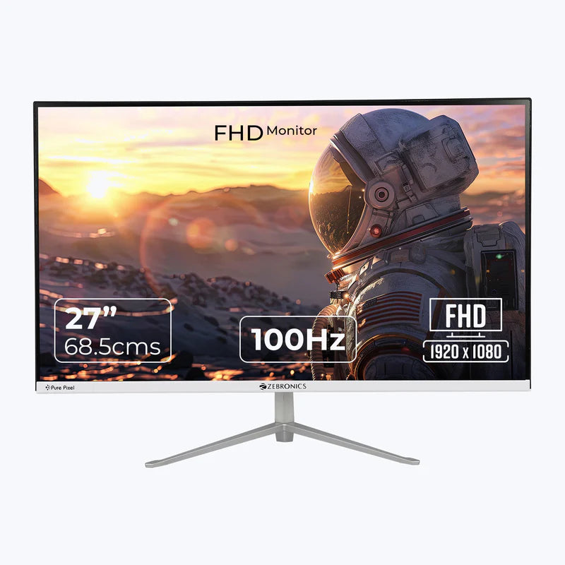 Zebronics A27FHD 27 inch LED Monitor FHD display 100Hz with sleek design and modern features