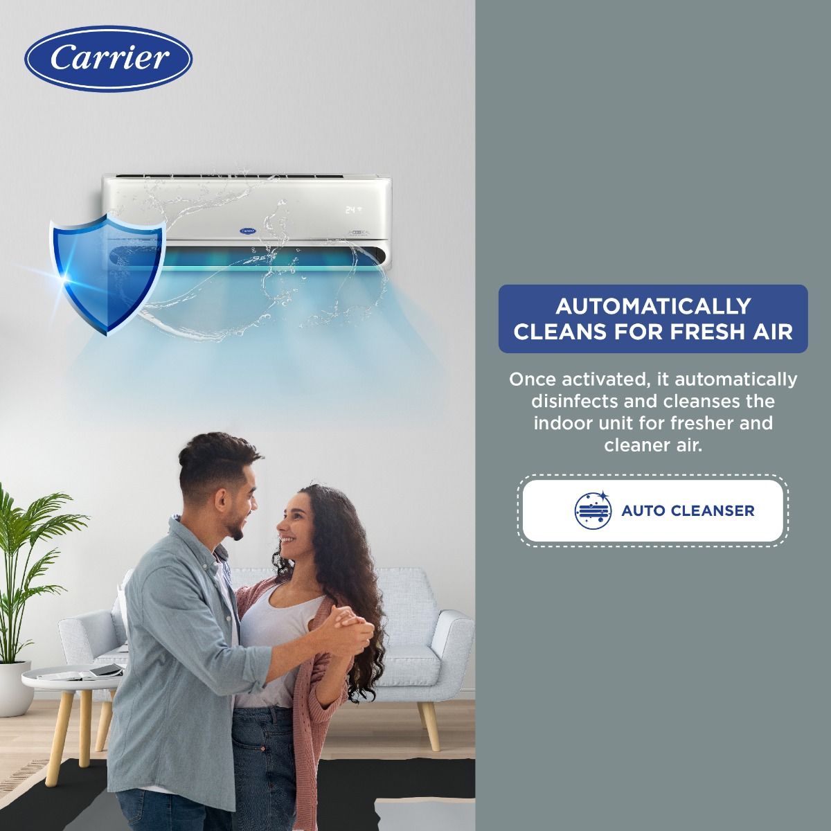 Carrier 1 Ton 3 Star Hybridjet Inverter Split AC (Copper, Convertible 6-in-1 Cooling,Anti Viral Guard & Smart Energy Display, 2025 Model,Indus Exi,CAI12IN3R34F0,White)
