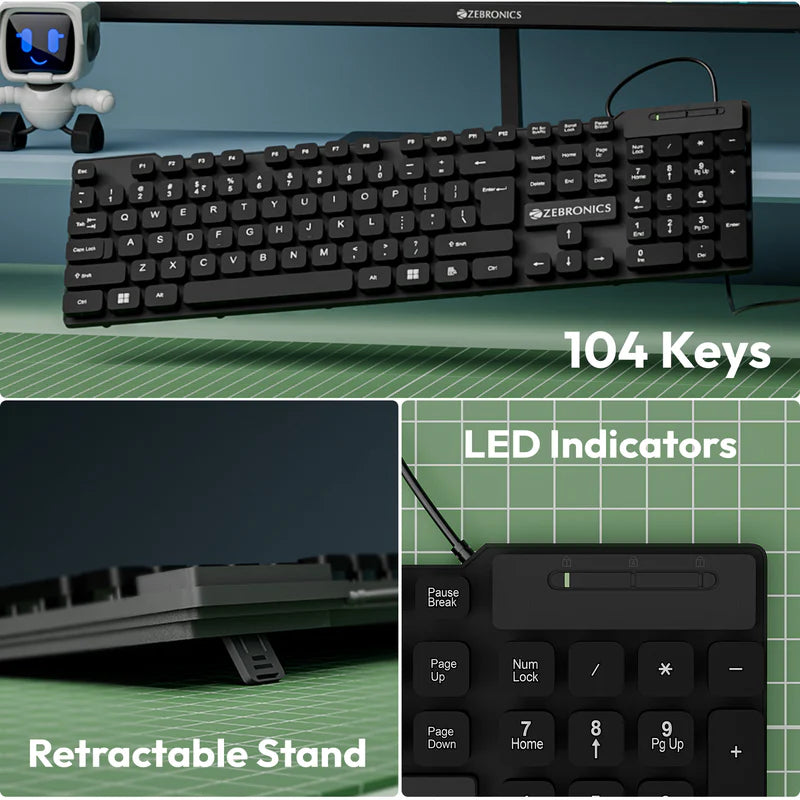 Zebronics K03 USB keyboard UV coated keys and plug and play connectivity