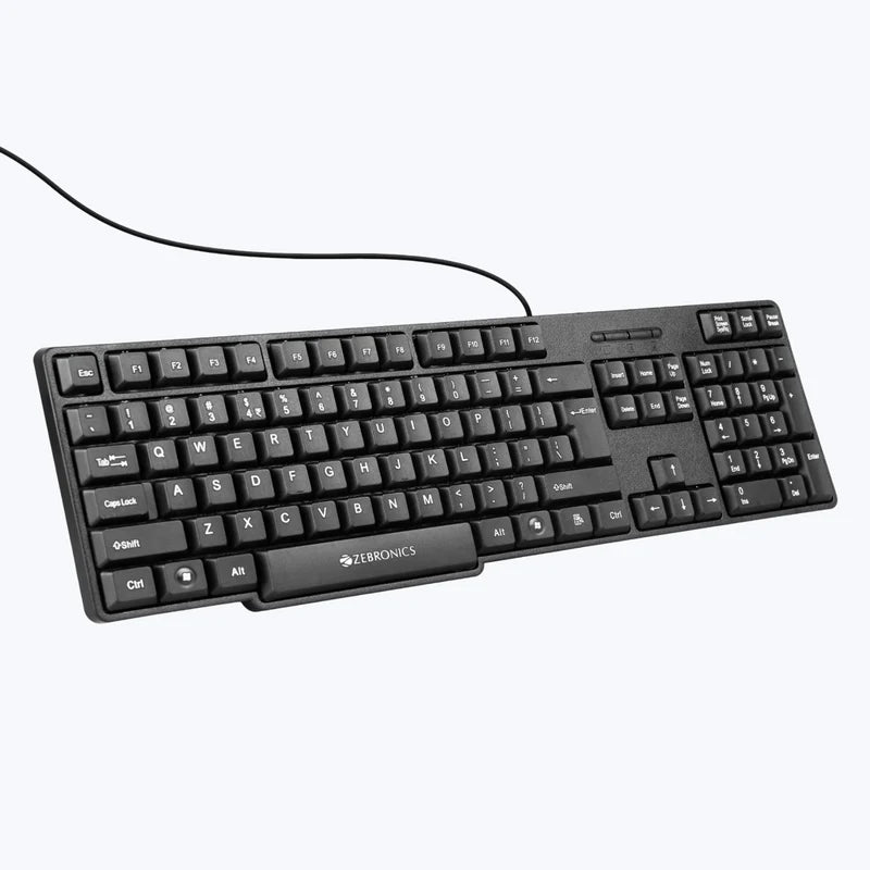 Zebronics K65 USB keyboard with UV coated keys and retractable stand