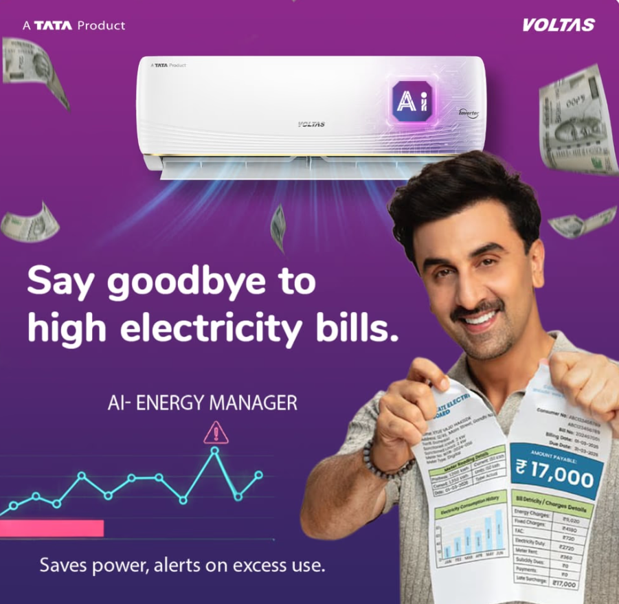 Voltas AC 1.5 Ton 3 Star Inverter Split – Vertis AI (Zest Gold)