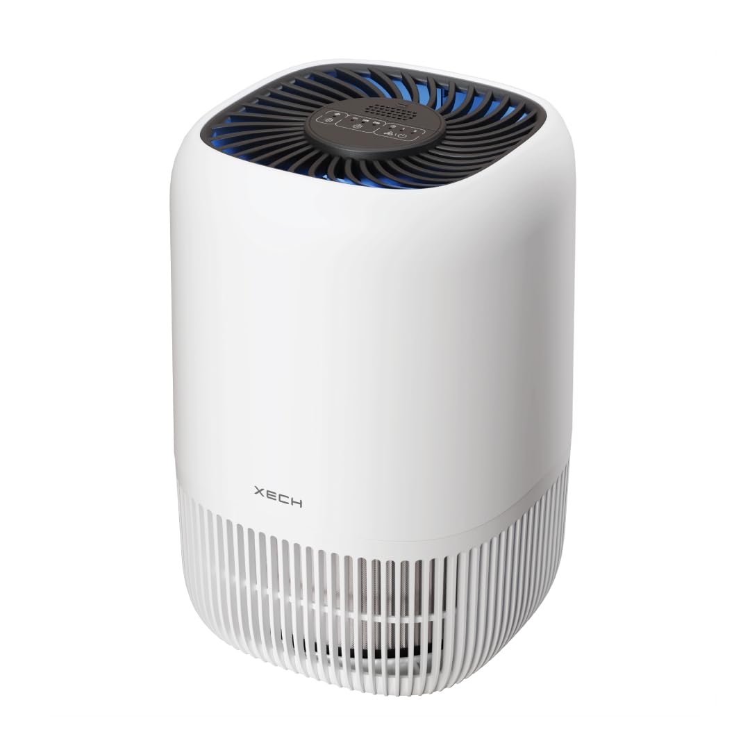XECH Atmos H13 HEPA Air Purifier in white, designed for small rooms and bedrooms with advanced filtration system.
