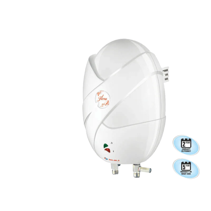 Bajaj Flora Instant 3 Litre Vertical Water Heater, 3KW, White wall mounting