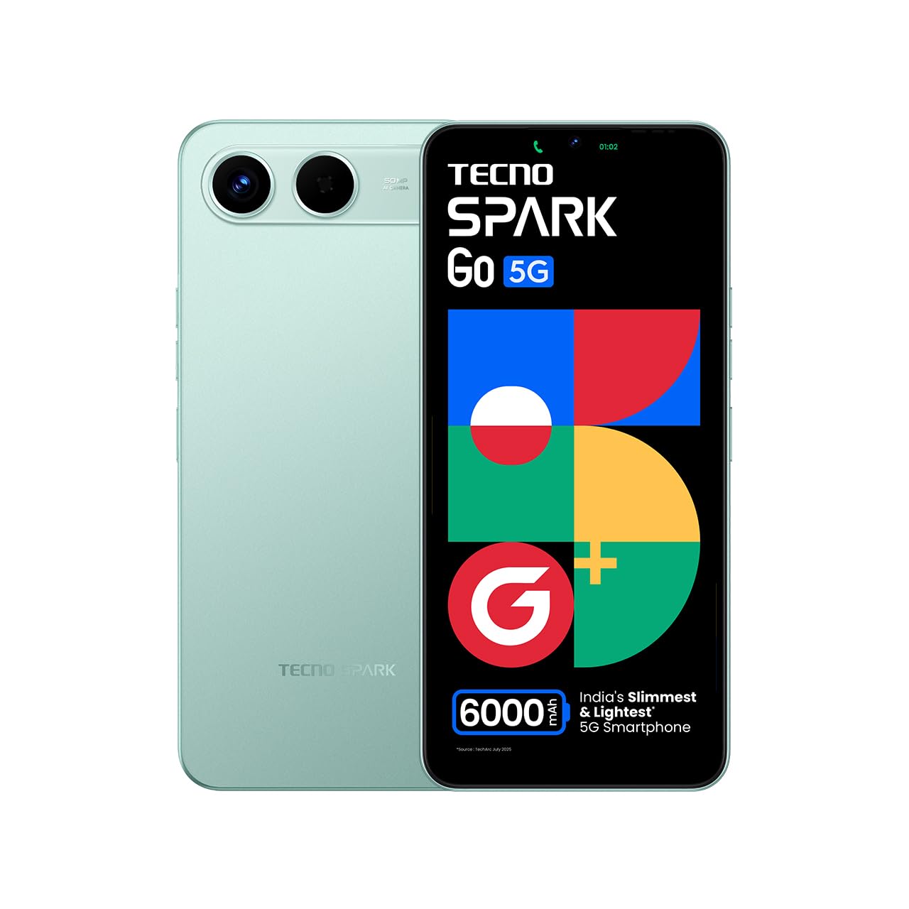 Spark GO 5G – Turquoise Green | India’s Lightest 6000 mAh 5G Smartphone (4 GB + 128 GB)