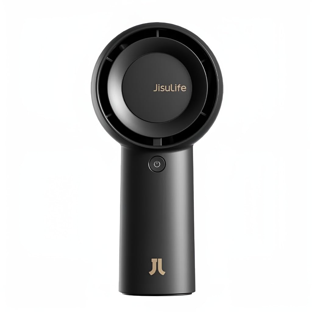 JISULIFE Handheld Turbo Fan Life5 Plus, Mini Portable Hand Fan, 6000mAh USB Rechargeable Personal Fan, 20Hr Max Battery Operated Small Pocket Fan with 5 Speeds for Travel/Outdoor/Home/Office