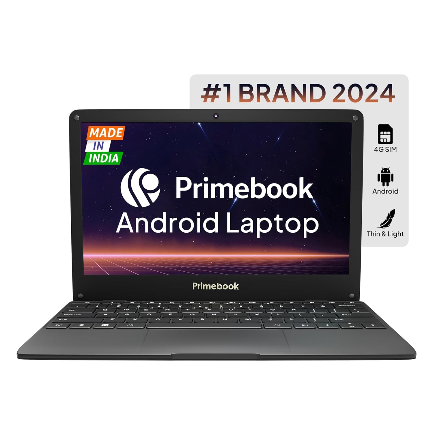 Primebook 4G- 2024(New- WiFi+4G) Android Based MediaTek MT8788 - (PrimeOS) 4G SIM Slot- Thin and Light Laptop (11.6 Inch- 1.065 Kg- Type C- USB- HDMI- MicroSD) (4GB/64GB eMMC Storage- Black)