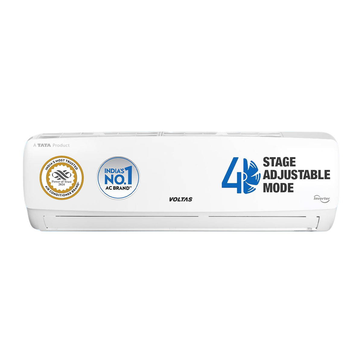 Voltas 1 Ton 3 Star Inverter Split AC (Copper- 4-in-1 Adjustable Mode- Anti-Dust Filter- 2023 Model- 123V Vectra Elegant- White)