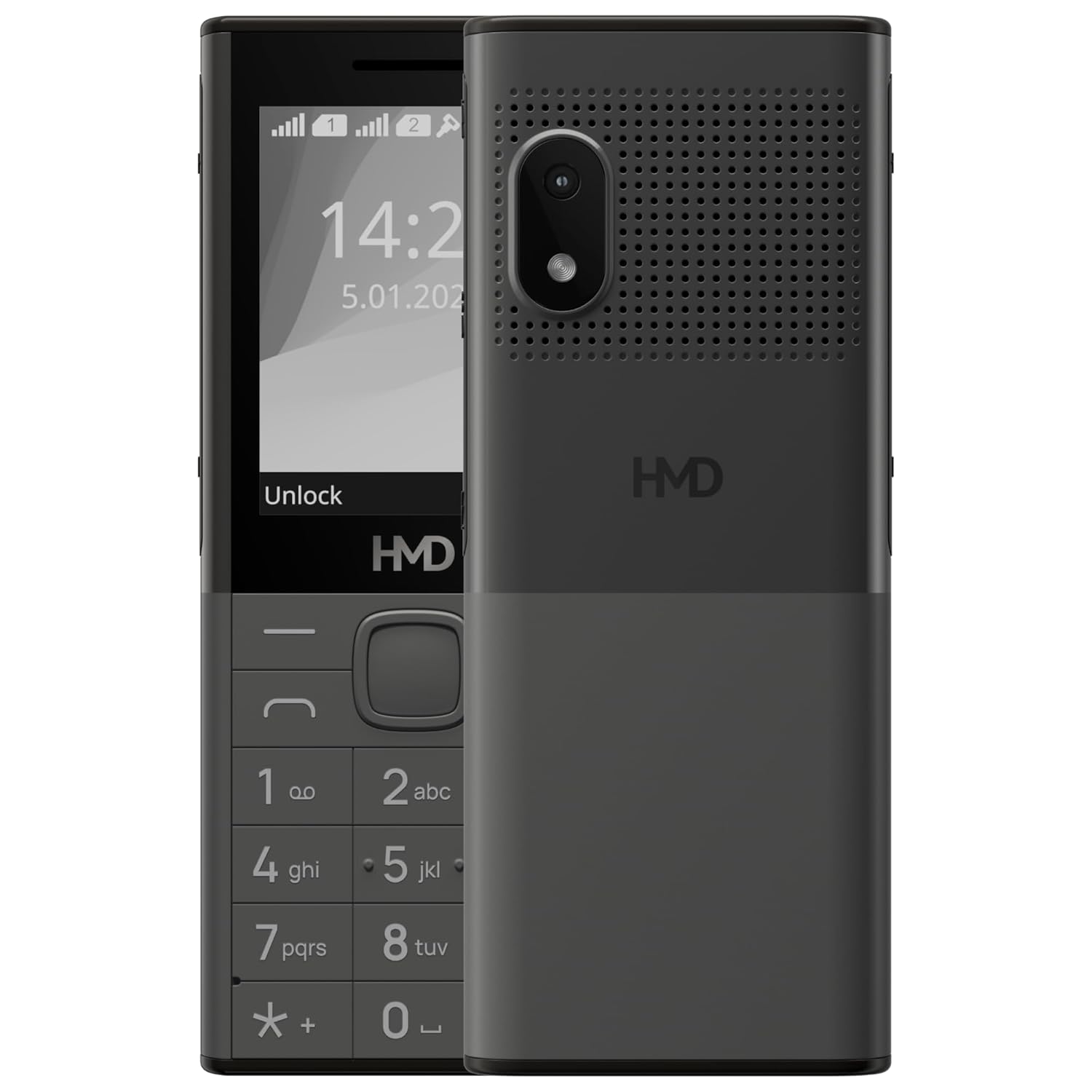 HMD 150 Music | Built-in Powerful Loud Speaker & Dedicated Music Buttons | Music Player and Wireless FM Radio | 2500 mAh Battery & Type C Fast Charger | Built-in UPI App with Scan & Pay