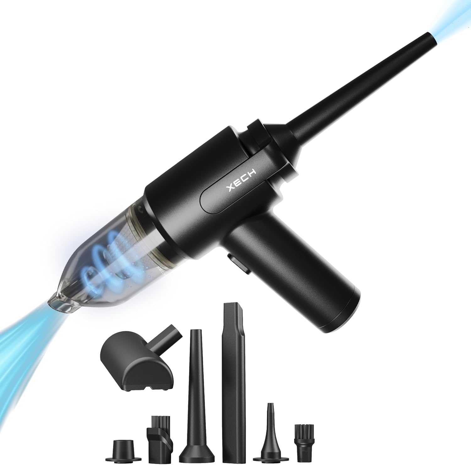 Xech Vacuum Cleaner for Home and Car with Blower & Duster Multiple Attachments Mini Handheld Rechargeable Cordless Wireless Vacuums 9000pa 130W 150ml (V-Gun PRO)