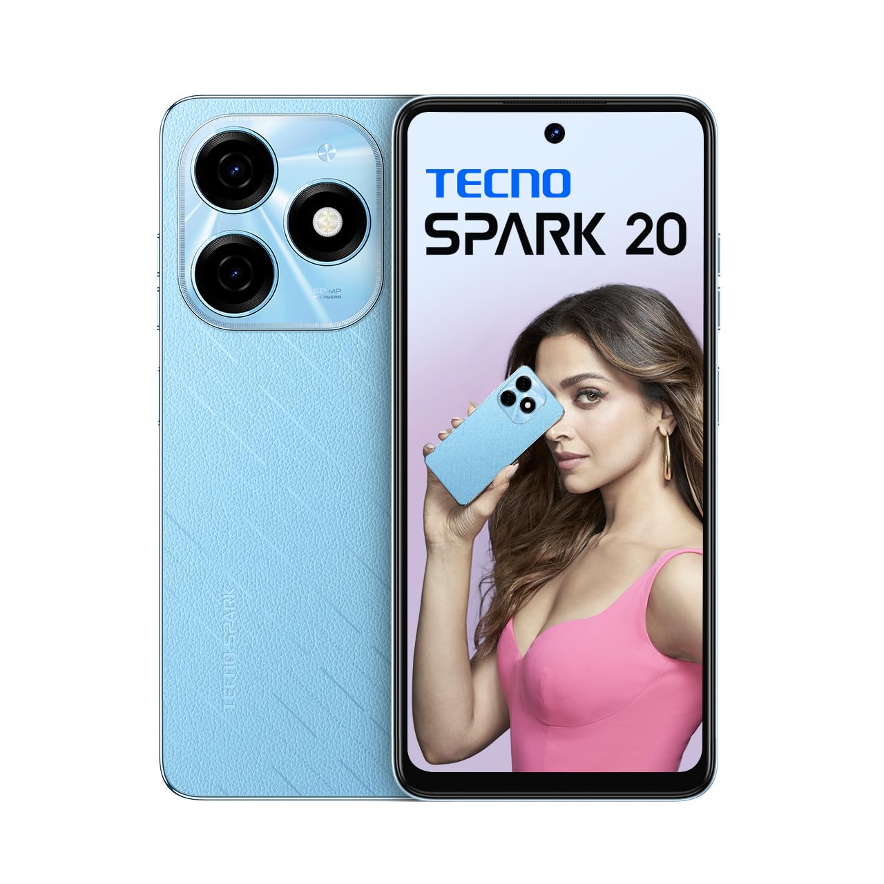 Tecno Spark 20 – Magic Skin Blue | 8GB+256GB | 50MP Rear | 32MP Selfie | 90Hz Display | Dual DTS Speakers | 5000mAh
