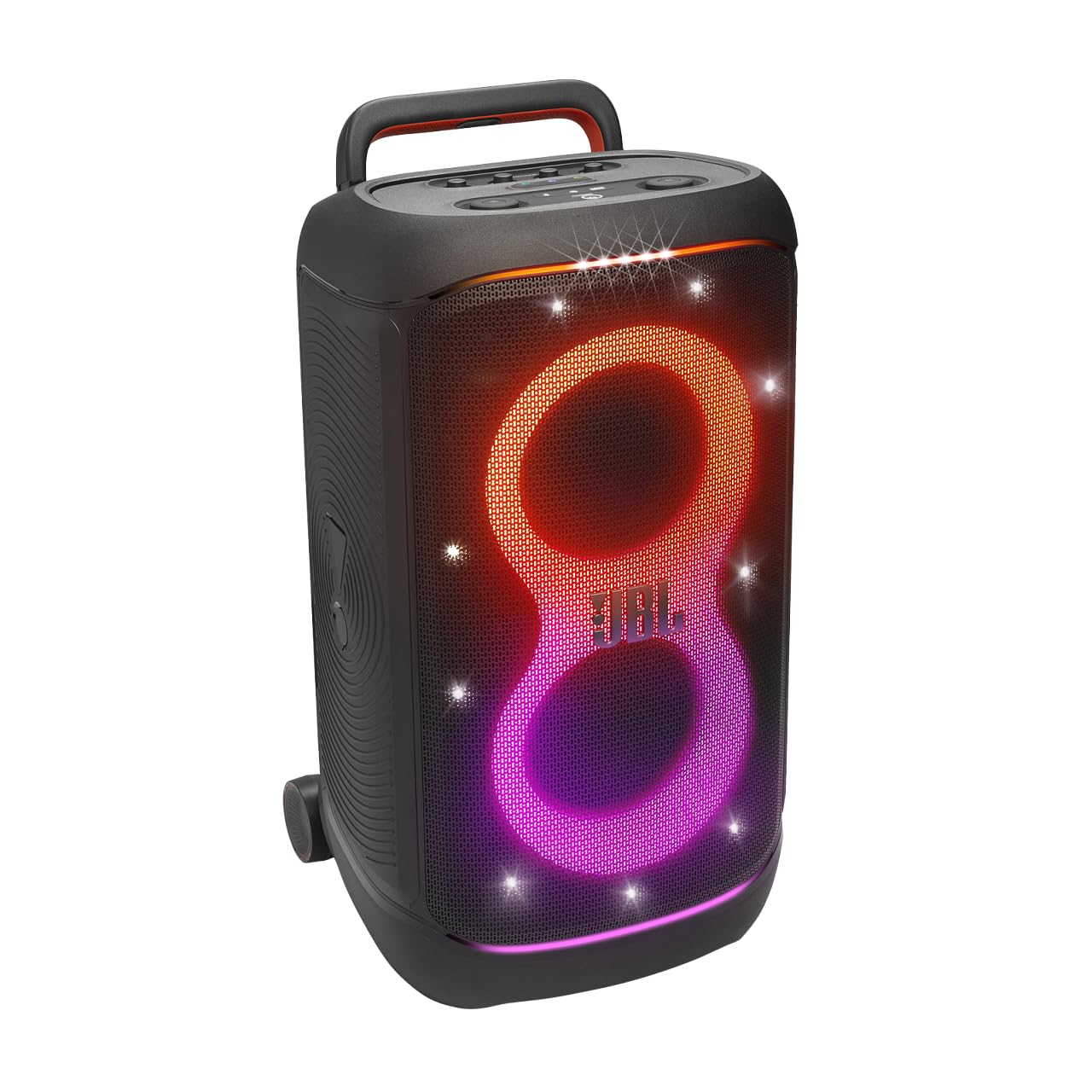 JBL Partybox 520, Wireless Bluetooth Party Speaker, 15 Hour Battery Life, Portable Design, Dynamic Light Show, IPX4, Multi-Speaker Connection, AI Sound Boost, Microphone Input