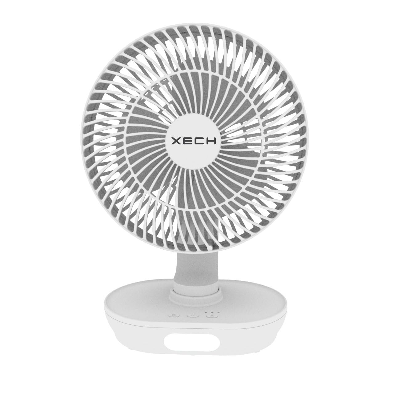 Xech Rechargeable Table Fan with Swing and Night Light, Small & High Speed Charging Mini Fans for Office Desk Portable 200mm Fan Blade (BreezX), White