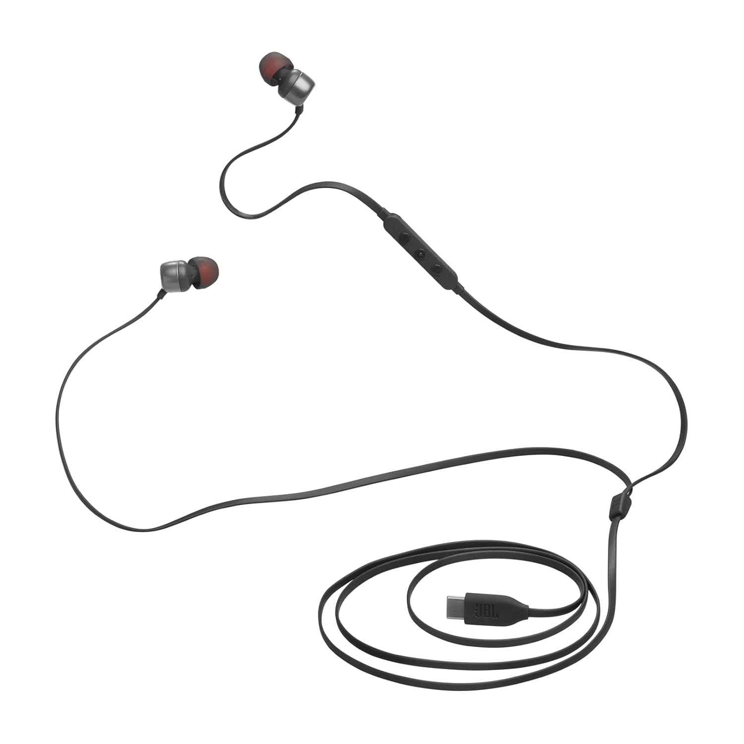 JBL Tune 310 Wired in Ear Type C Headphones, Hi-Res Audio with Digital-to-Analog Converter, 3-Button EQ Preset Remote with Microphone, Tangle-Free Flat Cable, Compatible with USB-C Devices