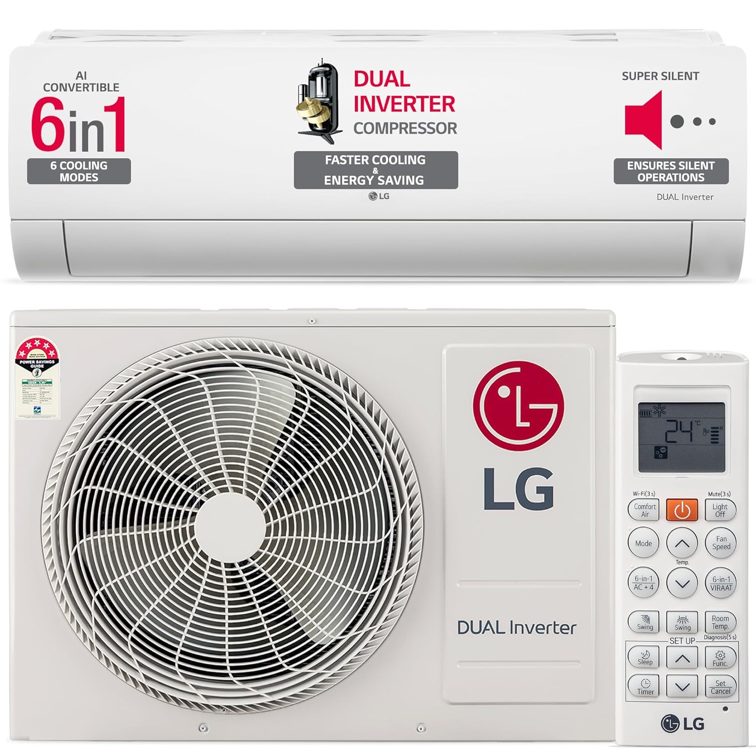 LG 3 Star (1.0) Split AC with AI Convertible- Auto Clean- Gold Fin+- Diet Mode+- Viraat Mode- 2025 Model