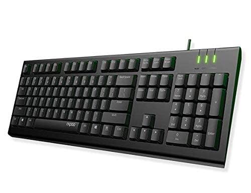 Rapoo NK1900 Spill Resistance Wired USB Keyboard Wired for Laptop, PC and USB Support Devices with UV Coated Keys, Spill Resistant, Instant one Touch Multimedia Keys
