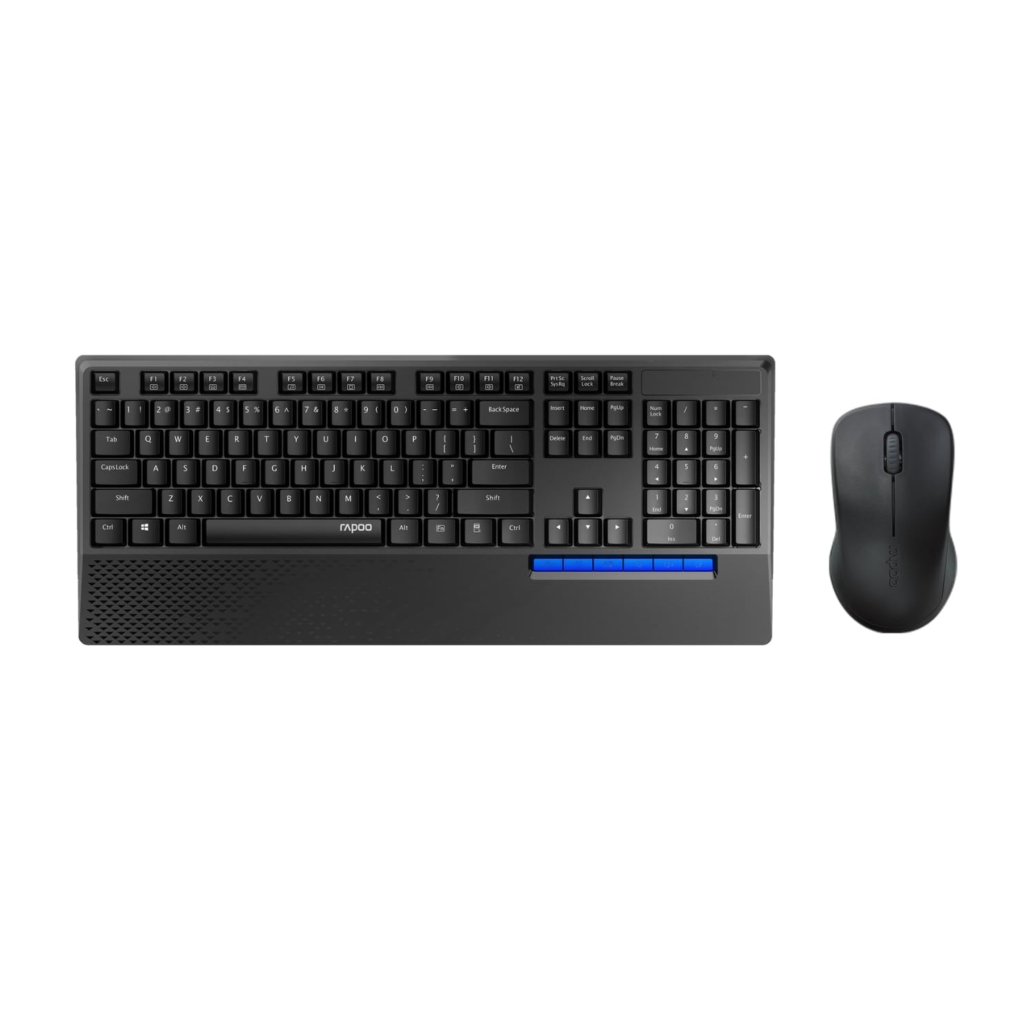 Rapoo X1960 Wireless Optical Mouse & Keyboard Spill Resistance Multimedia Hotkeys 1000DPI Black