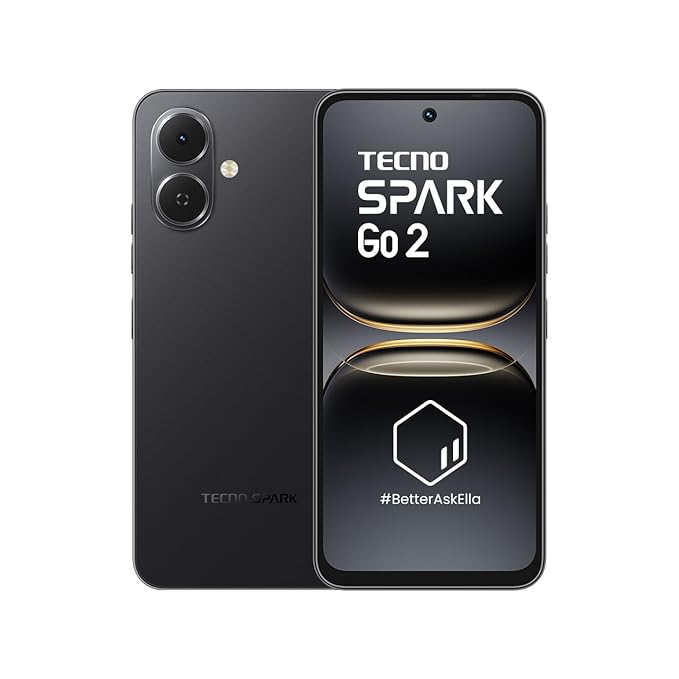 TECNO Spark GO 2 (Ink Black, 4GB+64GB) | Segment 1st IP64 SGS Certified | Segment's 1st AI with Indian Languages | Segment's 1st No Network Communications* | 120Hz Display |5000mAh Battery