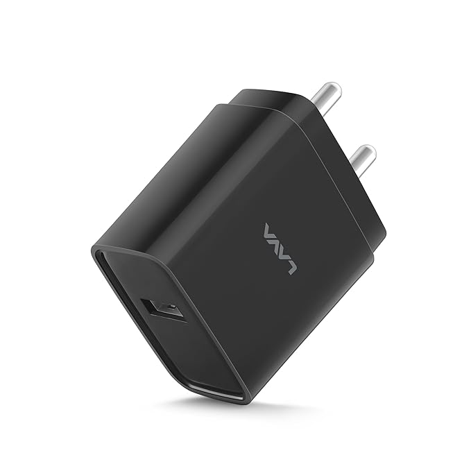 Elements by Lava - CH12 Charger, 12W Charger, USB Output Port, BIS Certified, Premium Design and Strong Polycarbonate Body with Type C Cable- Black