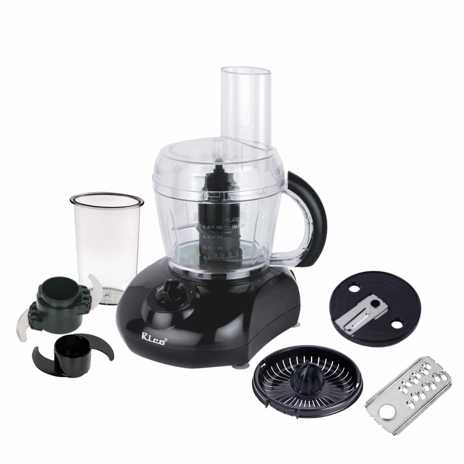 Rico KP603B 1000 Watt DC All in One Kitchen Solution Atta Kneader Food Processor with Citrus Juicer ,Electric Chopper, Shredder and Slicer | Made In India | Black  (400 W AC)