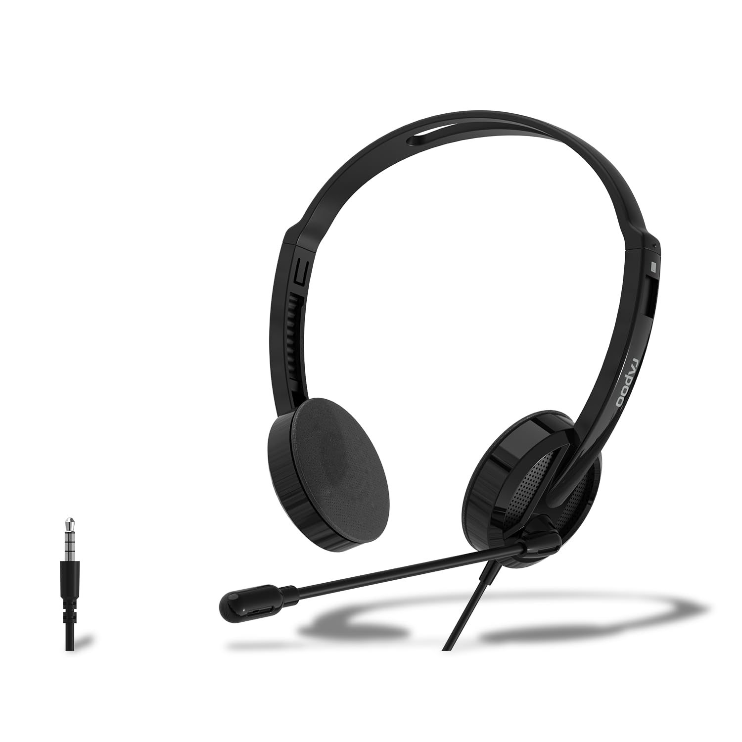 Rapoo H101 Wired Stereo Headphones with Rotating Microphone, 3.5mm Audio Jack, Adjustable Headband & Soft Cushions – For Music, Movies, Gaming & Calls
