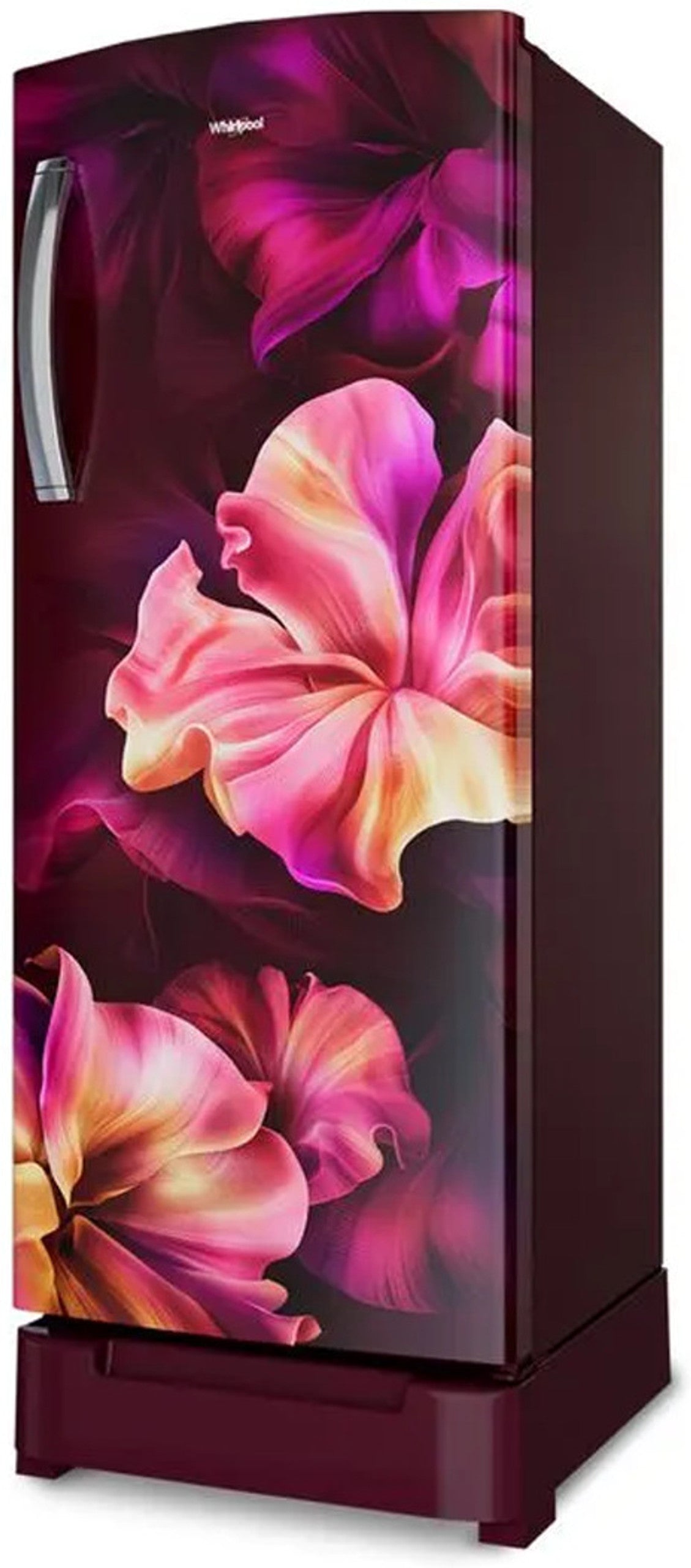 Whirlpool 192L 5 Star Inverter Single Door Refrigerator in floral design with vibrant colors